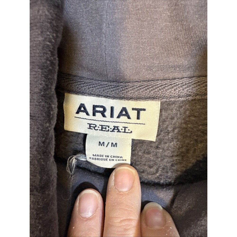 Ariat REAL Sweatshirt Womens M Charcoal Grey Cowl Neck Fleece Pullover‎ - Picture 2 of 8